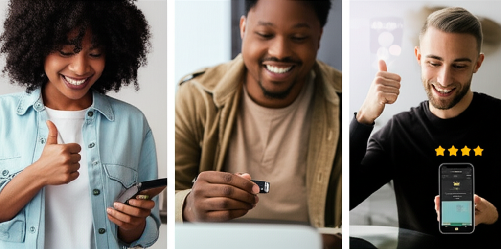 A collage of positive customer reviews for the BitBox02 hardware wallet